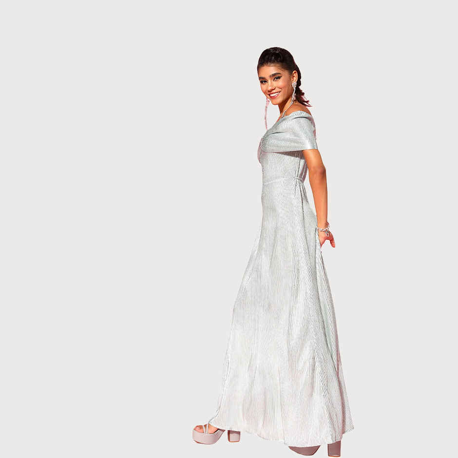 Athena Women Lovely Green Solid Pleated Form Dress Green M