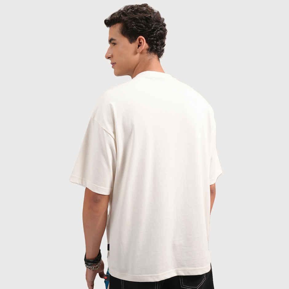 HIGHLANDER Men's Typography Printed T-shirt | Off White - S