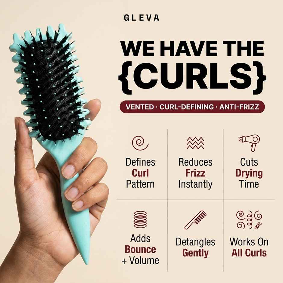 Gleva Curl Defining Hair Brush | Light Blue