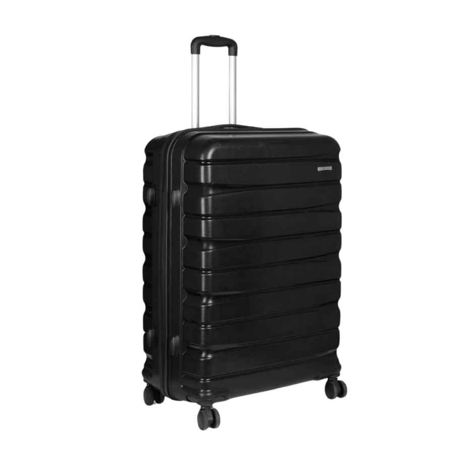 Teakwood Textured Polycarbonate 182.3 L Retractable Hard Luggage Trolley Bag | Black - S, M, and L