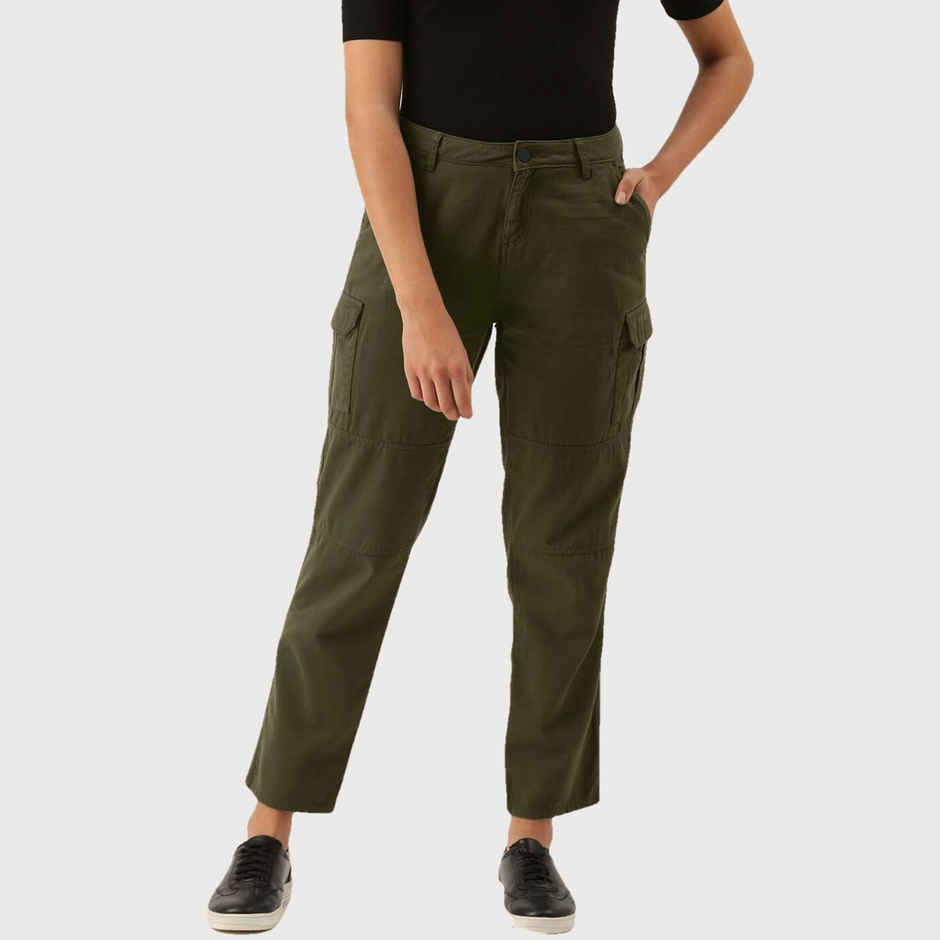 IVOC Women Forest Green Slim Cargo Trousers 32