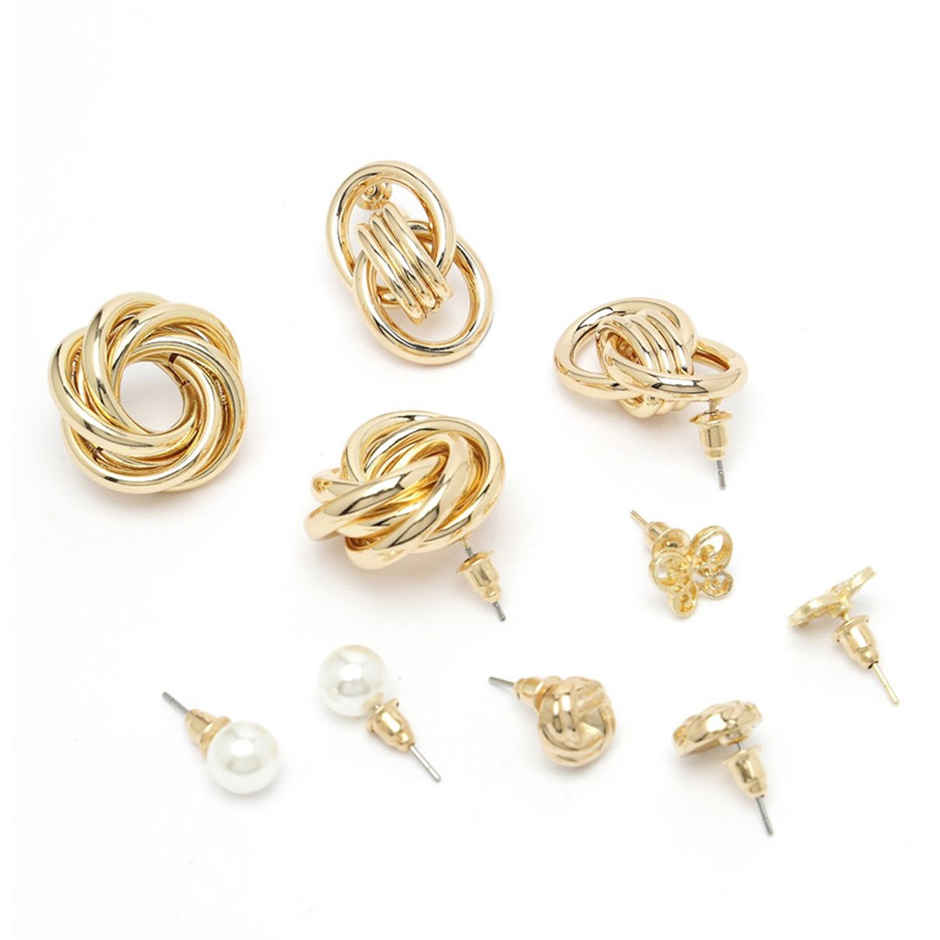 Scintillare By Sukkhi Daily Wear Stylish Gold Plated Studs Butterfly Geometric Combo Earrings