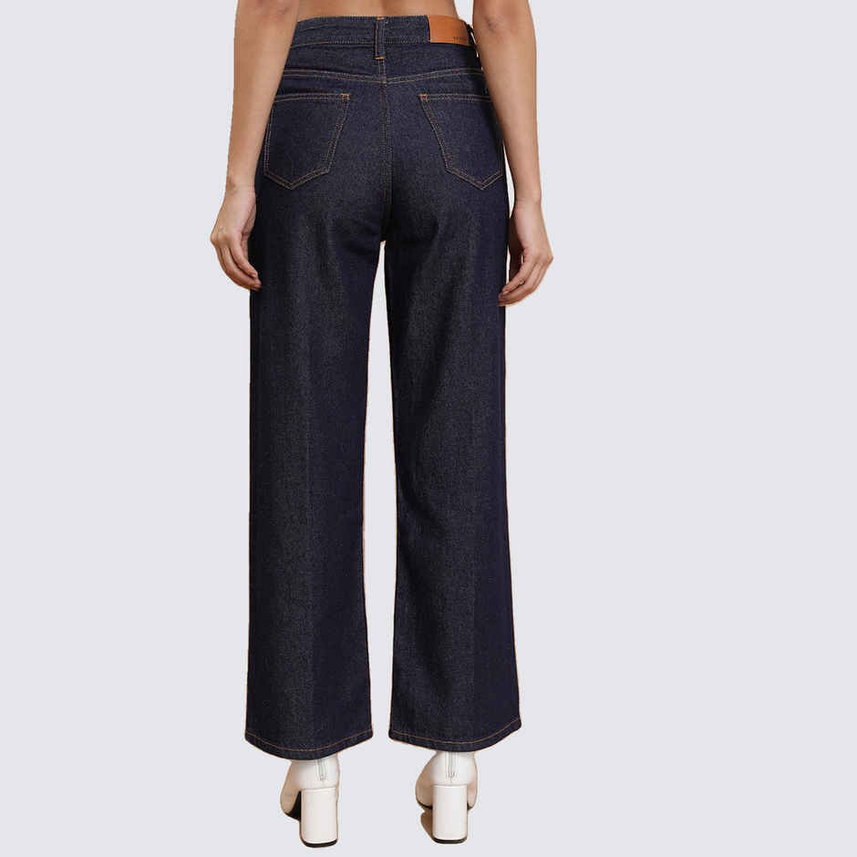 Ketch Women Flared Fit Clean Look Cotton Jeans | Blue | 30