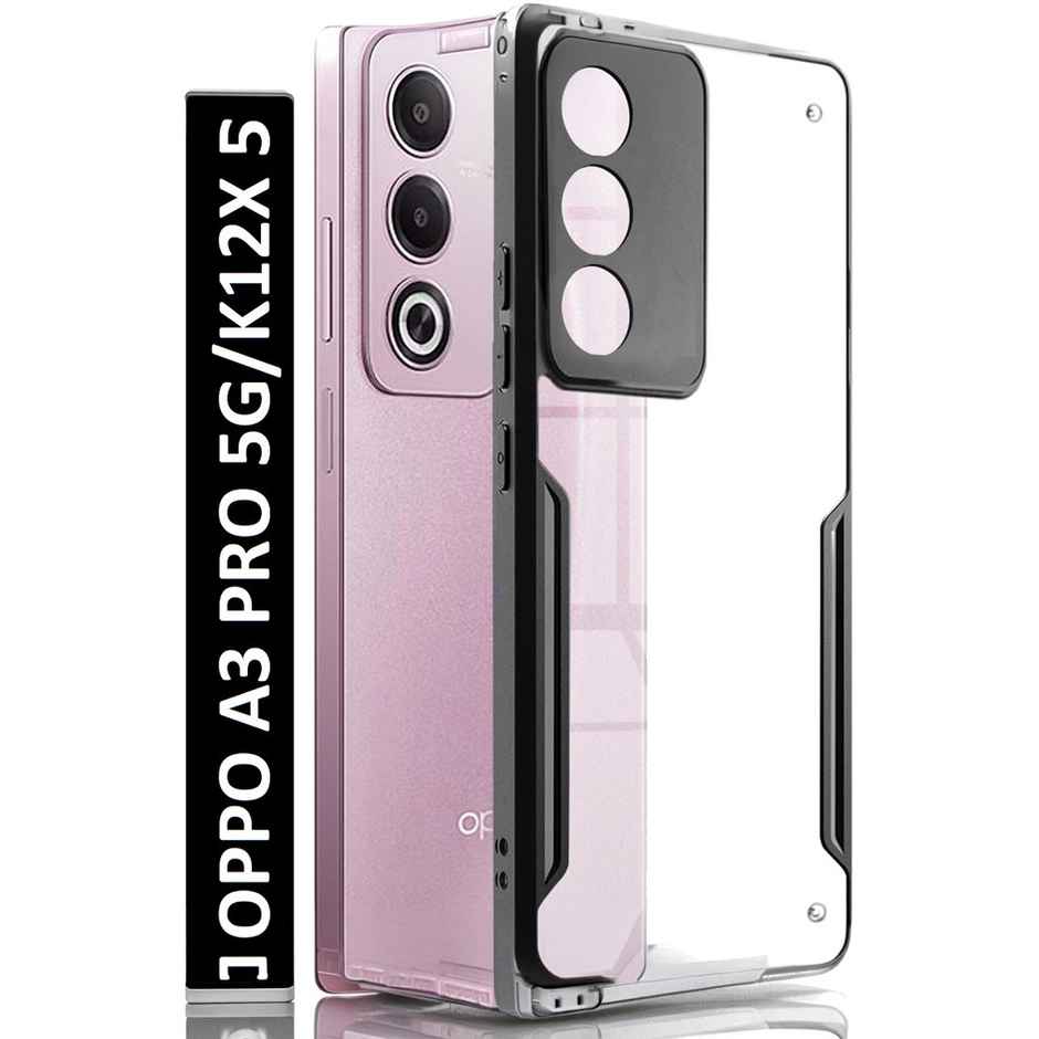 Kwine Case Oppo A3 Pro / K12X 5G Back Cover - Black Bordered Transparent Case