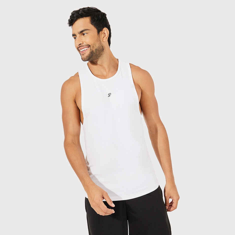 Styli Men's Super Stretch Drop Armhole Stringer Workout Tank | White - M