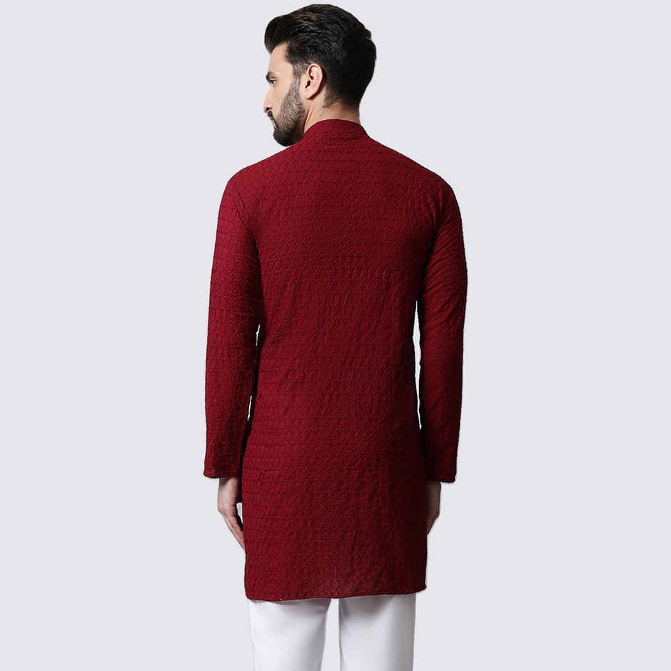 Jompers Men's Kurta | Ko 561 | Maroon - L