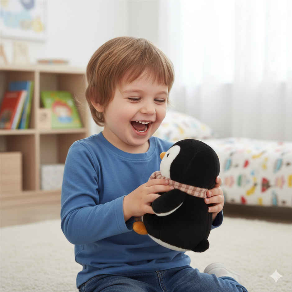 DearJoy Playful Penguin with Muffler Soft Toy Black 25 cm