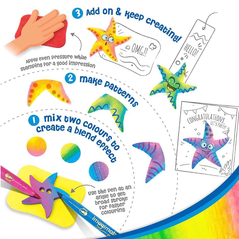 Imagimake Stamp Art | Jungle & Ocean | Creative Toy | Themed Stamp Painting Craft Set