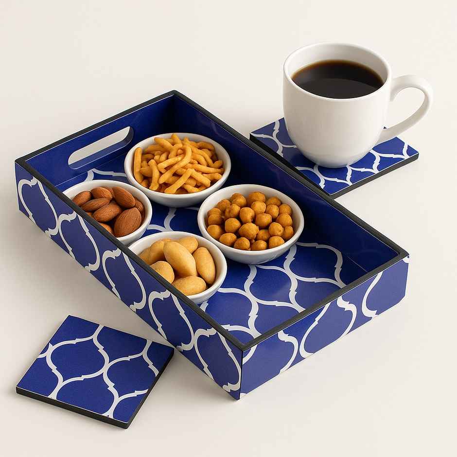 Sanjeev Kapoor By OGGN Mdf Meena Mugal Printed Tray - 10 x 6 with Coaster