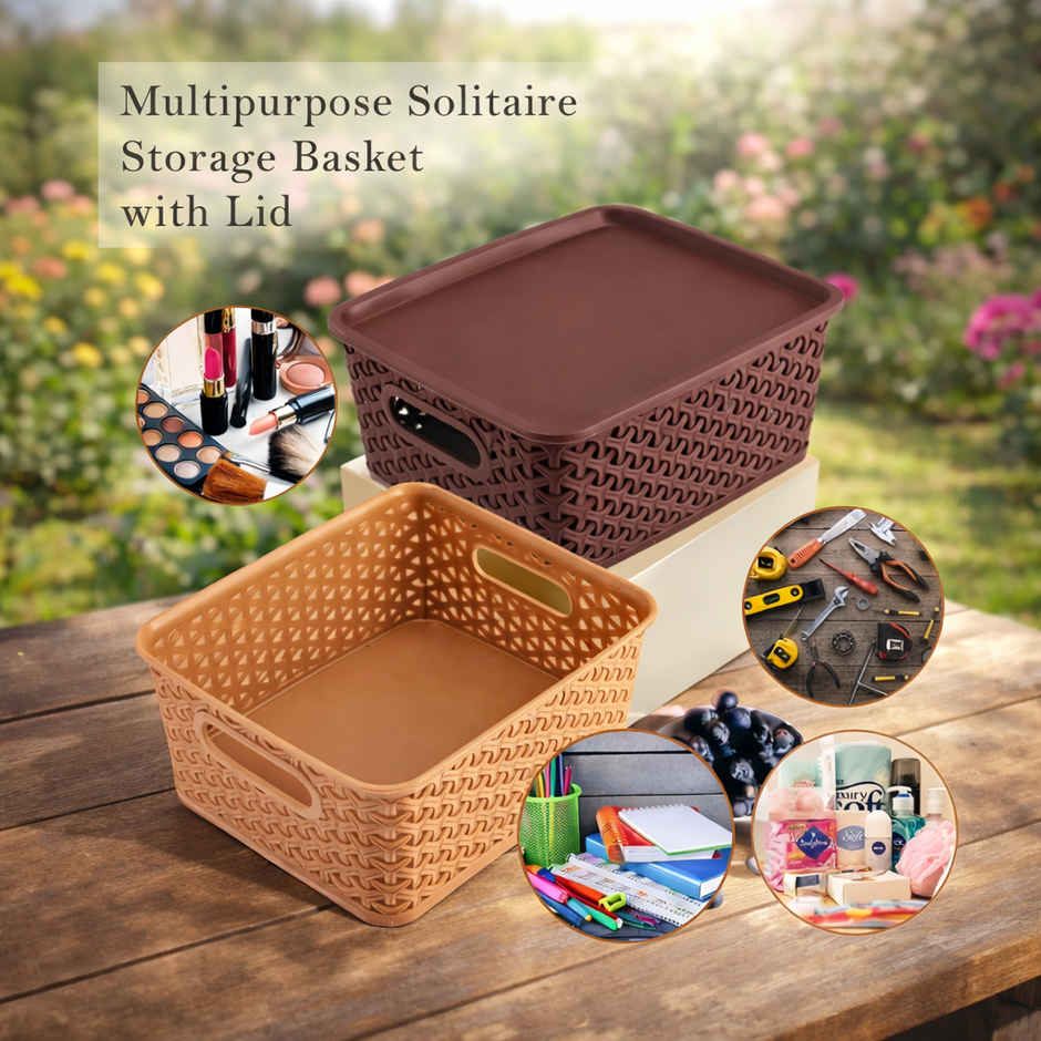 Zedak Multipurpose Solitaire Storage Basket with Lid | Assorted - 1 pack (2 pcs)