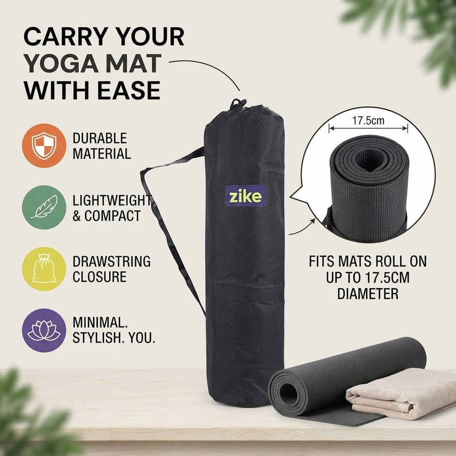 Zike Yoga Mat Storage and Carry Cover | Black Bag Only