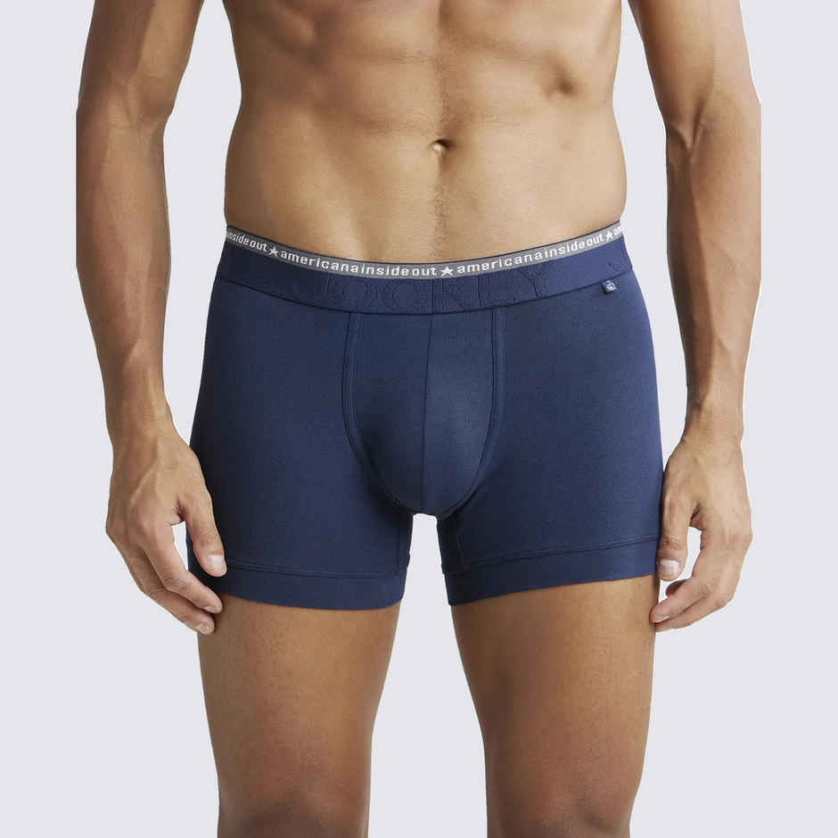 Jockey US60 Men's Super Combed Cotton Elastane Stretch Underwear Solid Trunk|Ultrasoft Waistband|PO2 | Navy-L