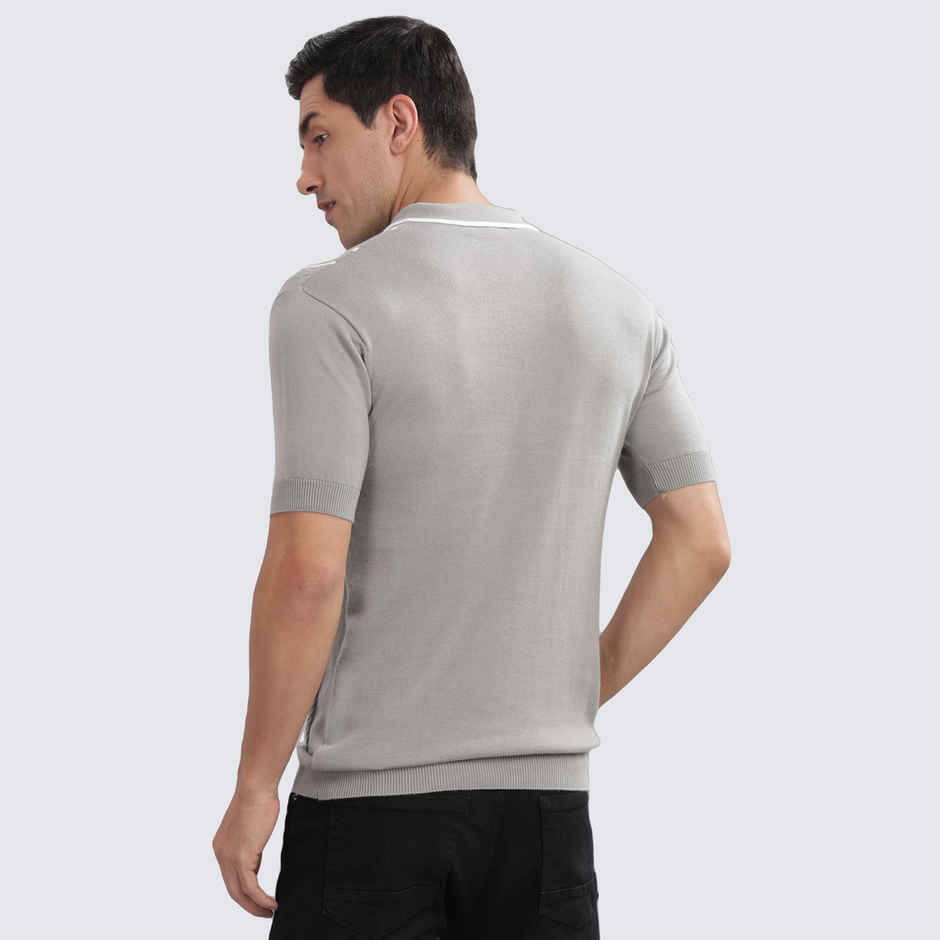 OUTLAWS Men's 100% Cotton Structured T-Shirt | Flat Knit | Super Stretch | Grey - 2XL