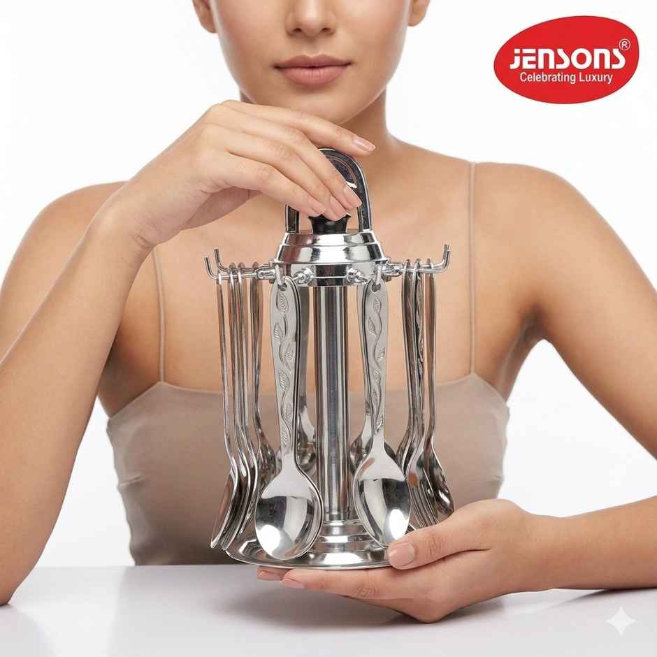 Jensons Stainless Steel Round Cutlery Set With Stand