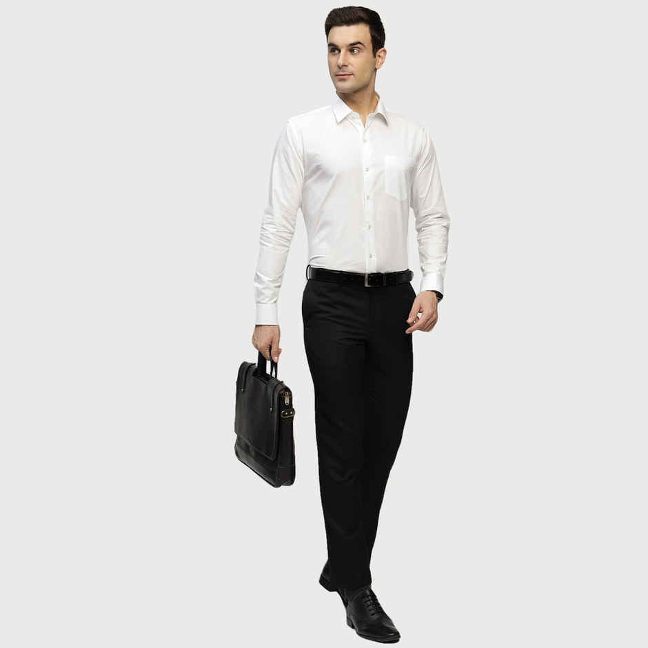 Hancock Men's Pure Cotton Slim Fit Formal Shirt | M | Spread Collar | White