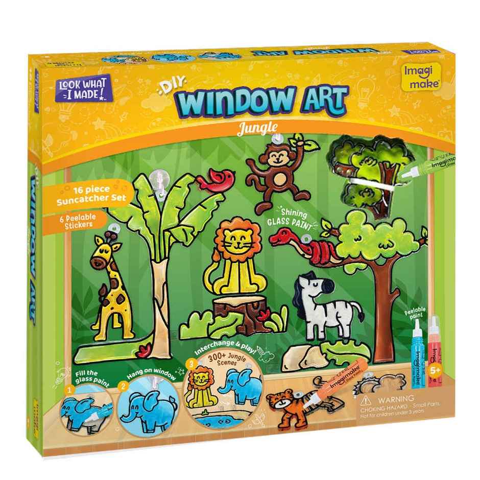 Imagimake Window Art | Jungle | Decorative Glass Painting Toy | Window Art for Kids