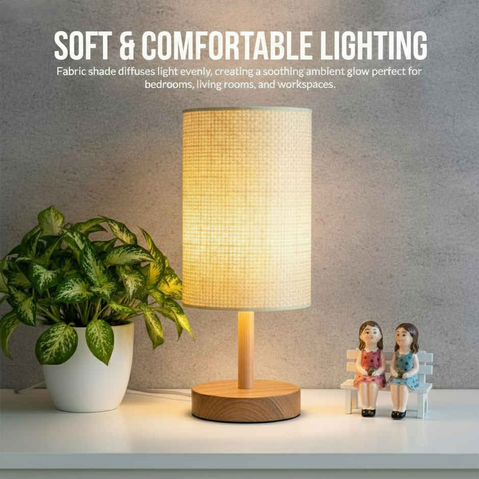 Desidiya Knitted Wooden LED Table Lamp For Living Room Bedroom Bedside Lamp