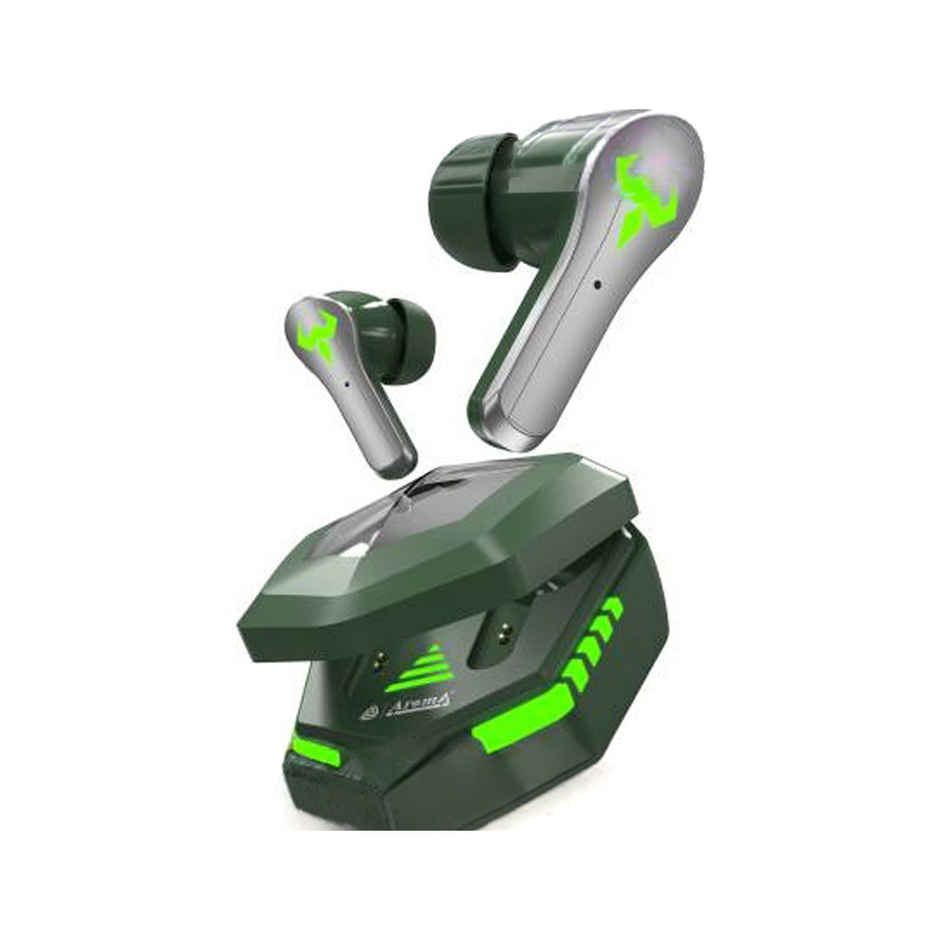 Aroma NB126 Aster Upto 50Hrs Playtime 45ms Latency Fast Charging RGB Gaming Earbuds (Green)