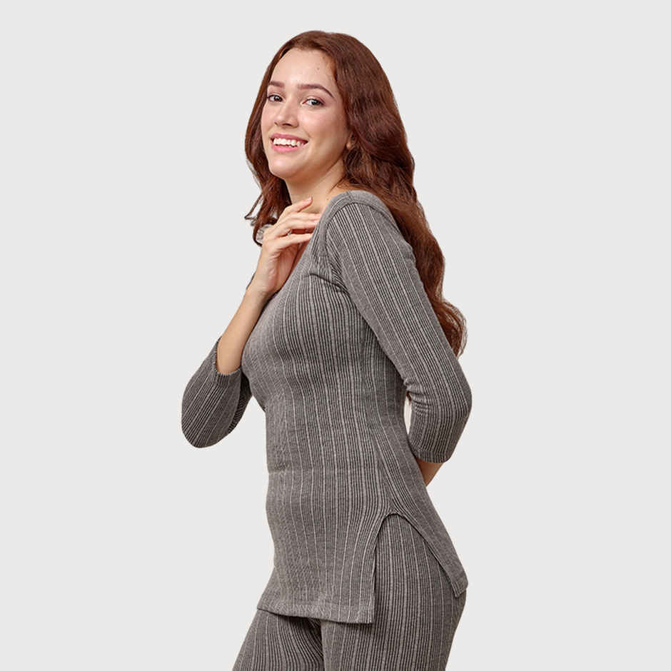 Lux Inferno Long Length Thermal Top For Women | Charcoal | 80 | S