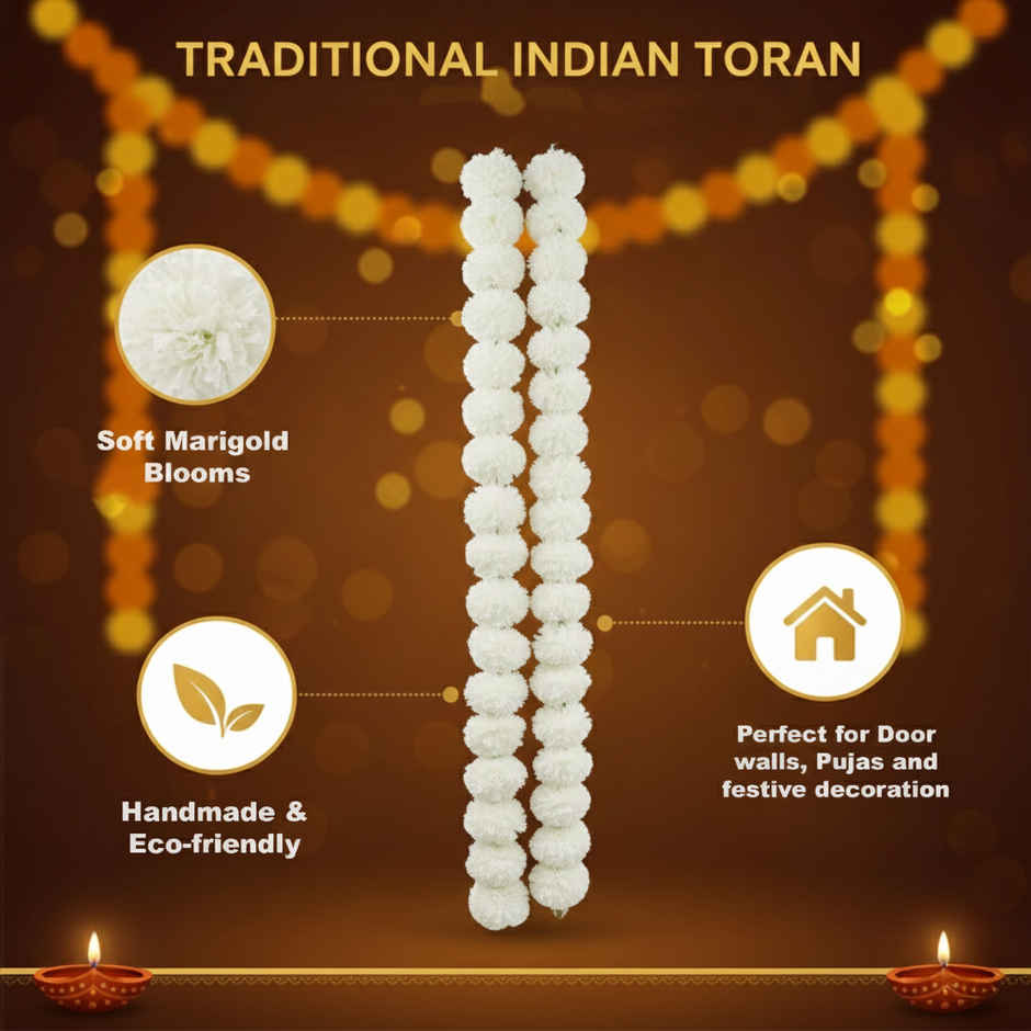 Decorative White Latkan Set | Pack of 2 | Mangal Bhawan