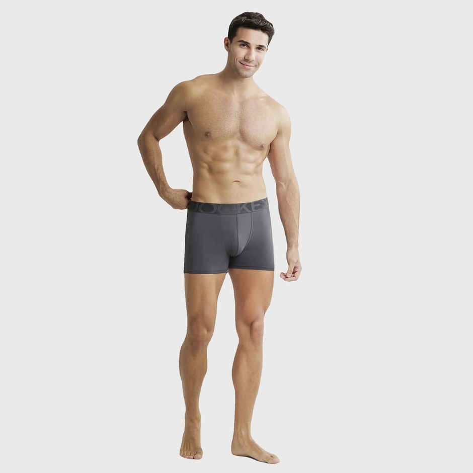 Jockey IC28 Men's Tactel Microfiber Elastane Stretch Underwear Solid Trunk | Ebony - S | Ebony-S