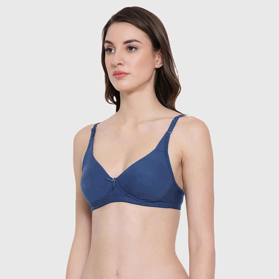 Clovia Women Non-Padded Non-Wired Full Coverage T-Shirt Bra - Blue, Black | 32B