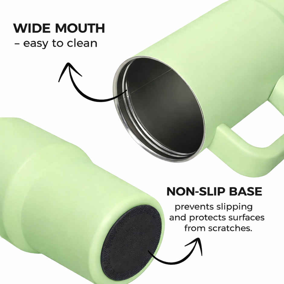 DesignLand Insulated Travel Mug with Handle and Straw Lid Leakproof Tumbler Green | 1200 ml