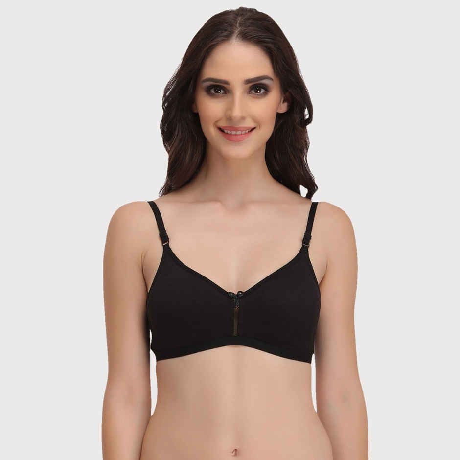 Clovia Women Non-Padded Non-Wired Full Coverage Bra - Cotton | Red and Black | 32C