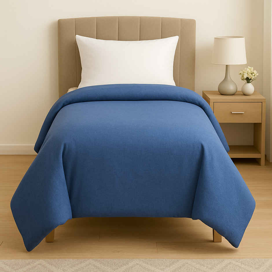 Elegant Weavers Single Blanket Solid Blue -1 pc | 130 cm x 215 cm