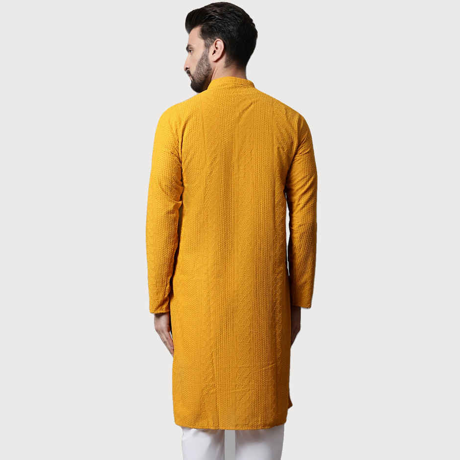 Jompers Men's Kurta | Ko 640 | Mustard - L