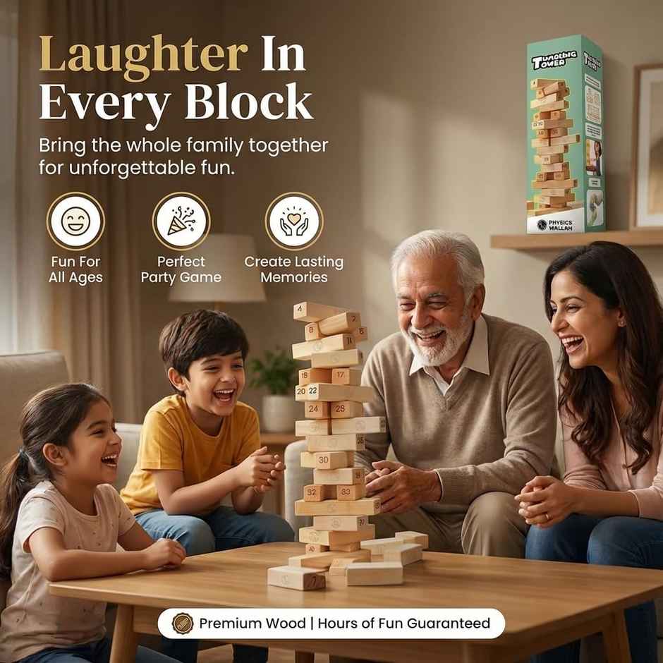 PW Curious Jr. Tumbling Tower | Strategic Block Stacking Game for Kids 6+ Years | Multicolor