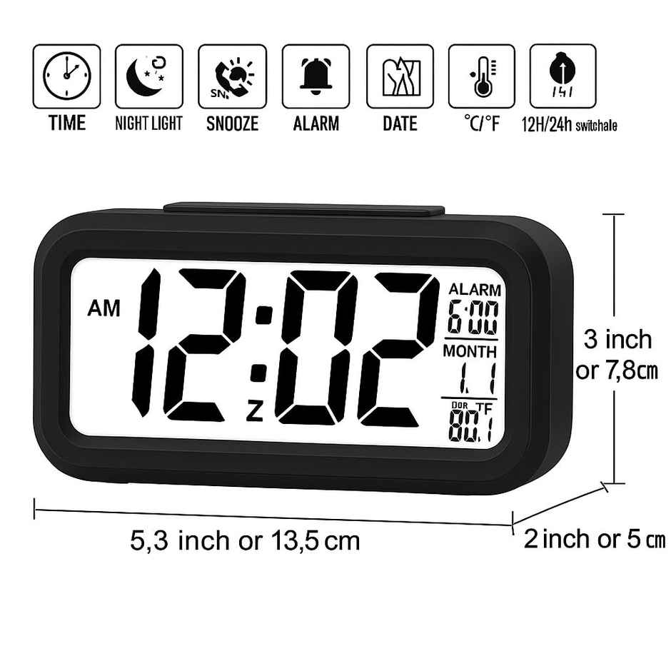 Zedak Digital Table Alarm Clock | Black