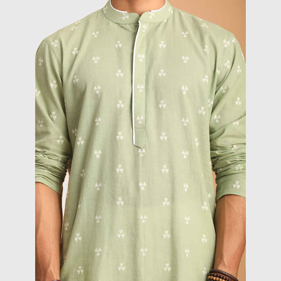 Vastramay Men's Cotton Kurta | Green - M