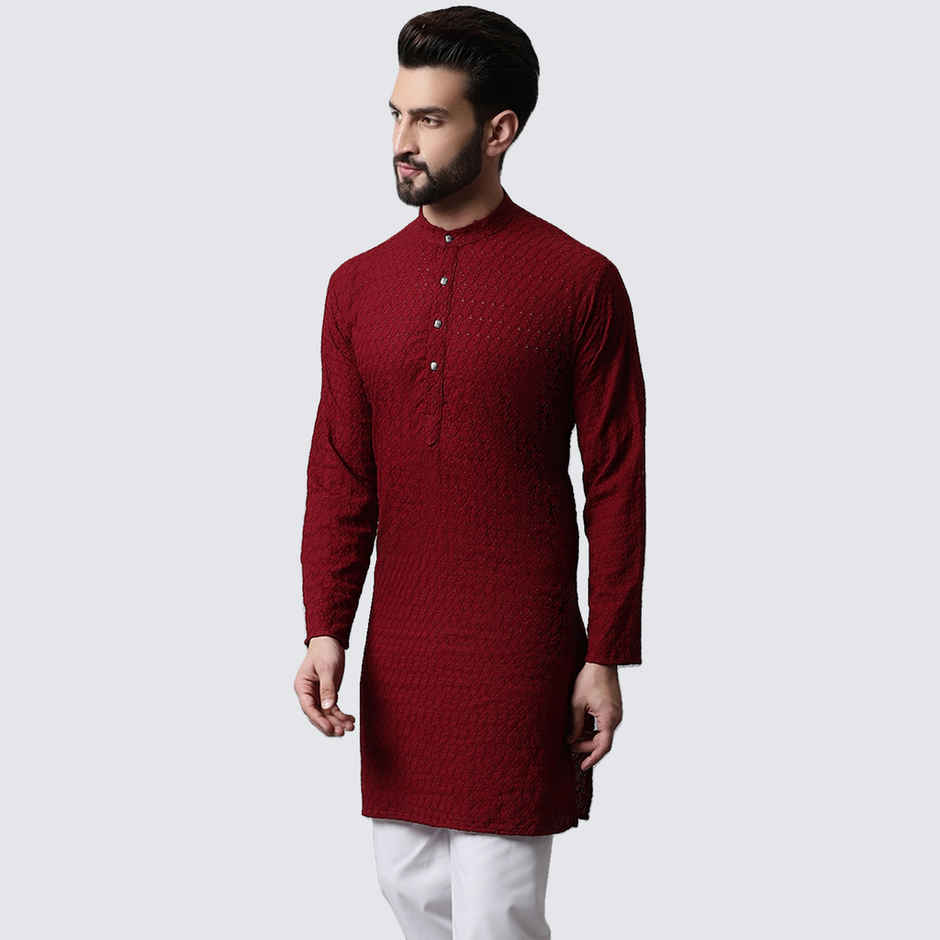 Jompers Men's Kurta | Ko 561 | Maroon - L