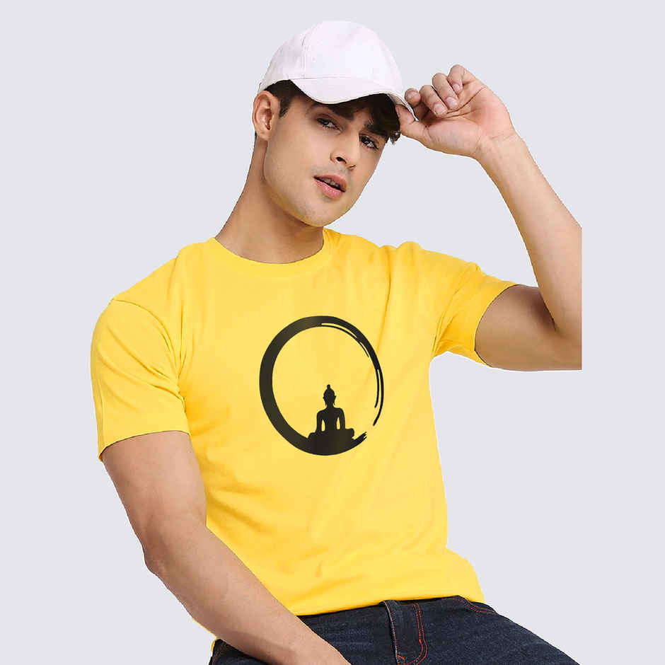 De Tees Men's Half Sleeve T-shirt | MHS-BUDDHA | Mustard - L