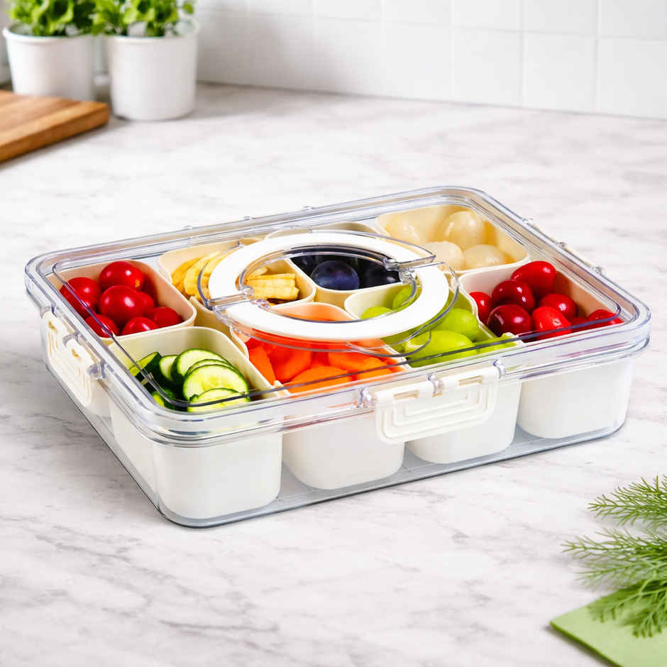 Zedak Divided Food Storage Box 8 Compartment with Clear Lock Lid - 1 pc