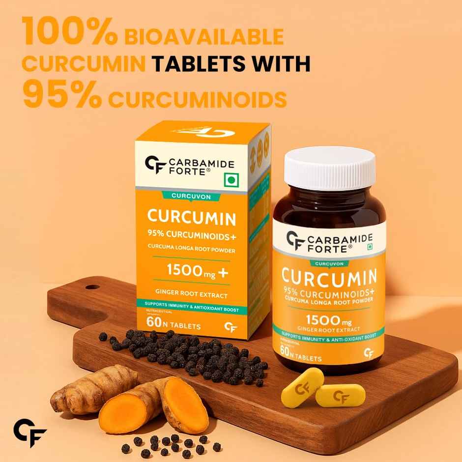 Carbamide Forte Curcumin Tablets with Piperine and 95% Curcuminoids | Anti inflammatory Supplement