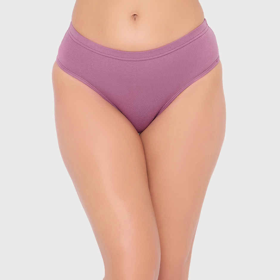 Clovia Cotton Spandex Pack Of 3 Medium Waist Inner Elastic Hipster Panty (Purple , Blue , Pink - Xl)