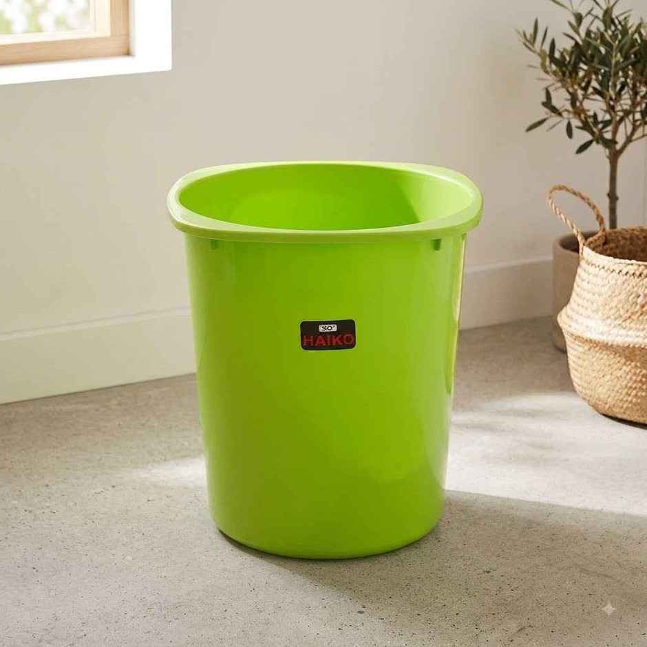 Soham Housewares Plastic Haiko Dustbin Open 7.5 L - Green And Blue (Colour May Vary)