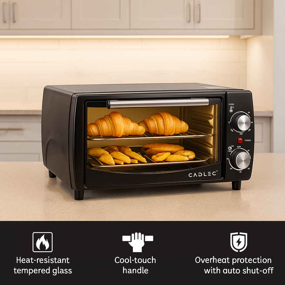 Cadlec Cruise 12L OTG Oven Toaster Griller with Timer | Temp Control 1000W | Black