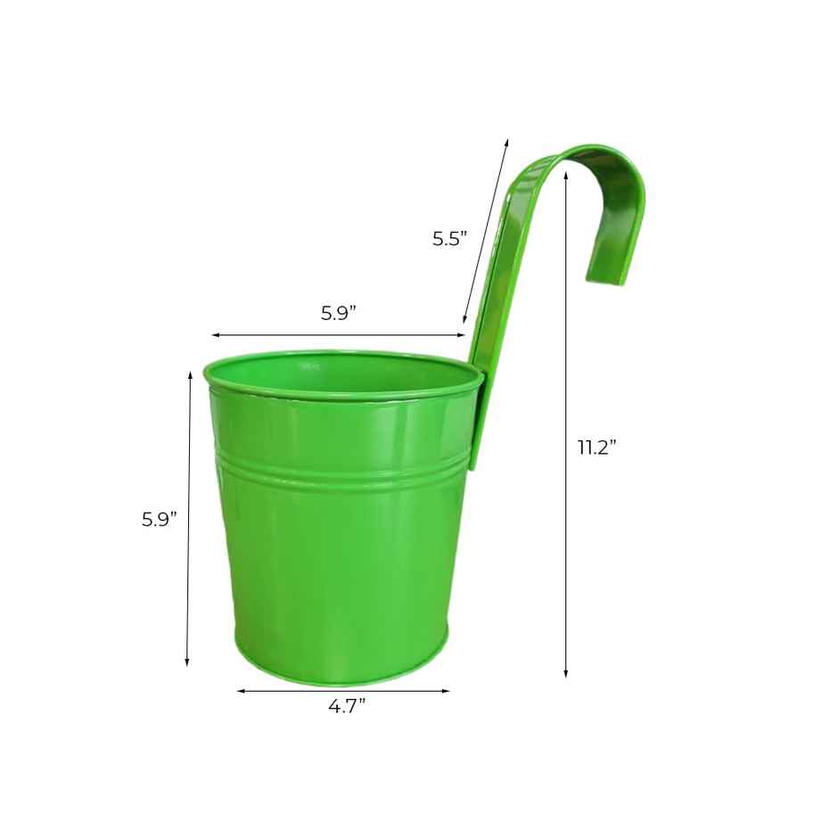 TrustBasket Plain Round Railing Planters | Plastic Pots for Balcony & Home Decor