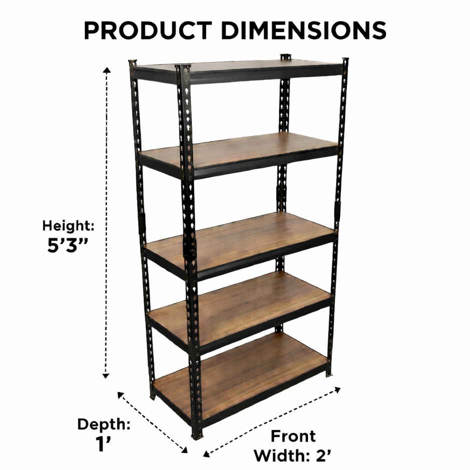Adjustable 5 Section Boltless, Kitchen rack, Rivet Rack & Shelves,5'3"(H), 2'(L), 1'(D)
