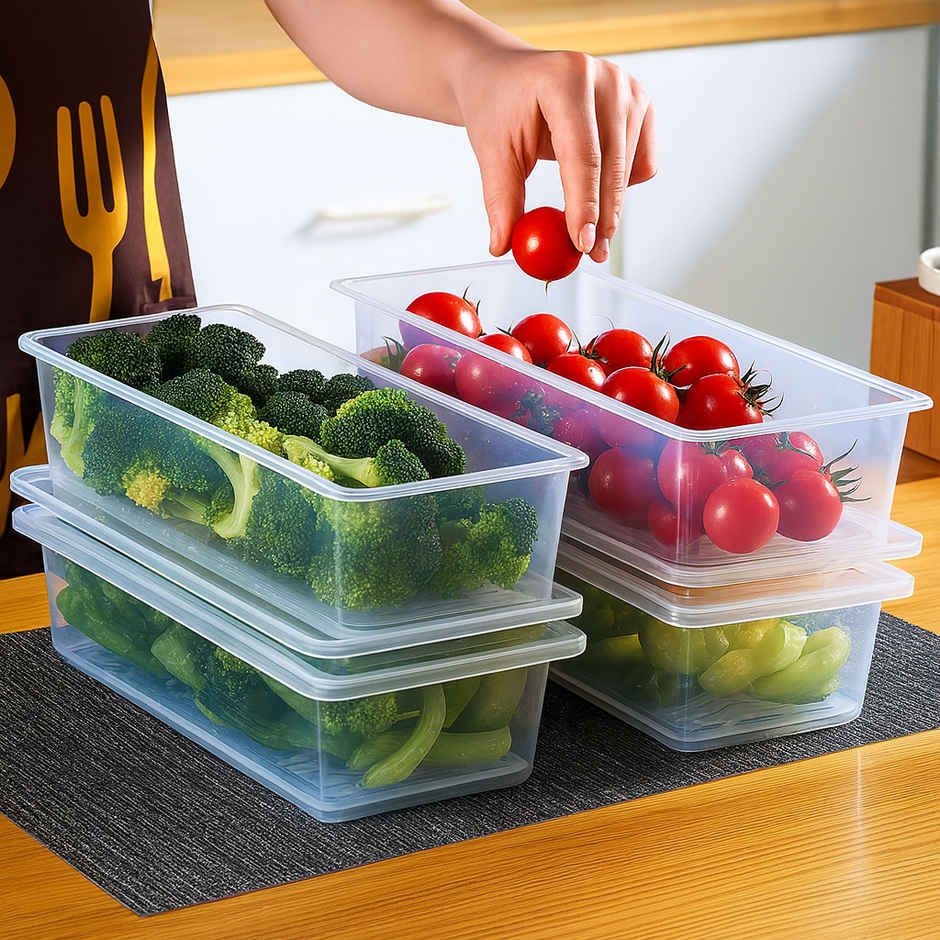 Zedak Plastic Fridge Storage Container Set with Drain Plate & Lid - 1 pc
