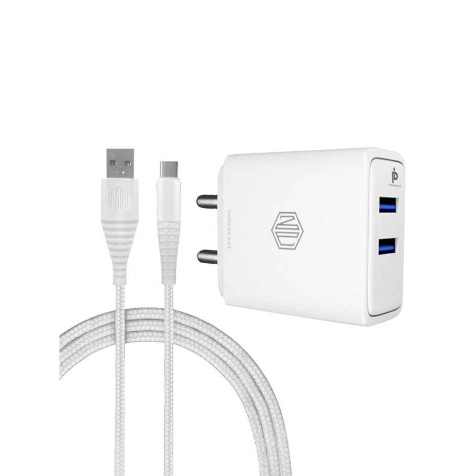 Nu Republic 15.5W Dual USB Port Superfast Multiport Charging Adapter with Cable (Type C to USB A)