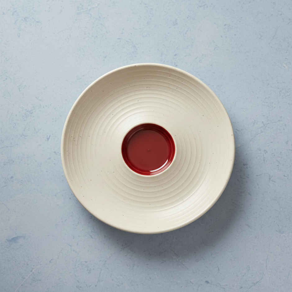 BlackCarrot Chip & Dip Platter | Red & White | Animal Bone Ash Free Stoneware