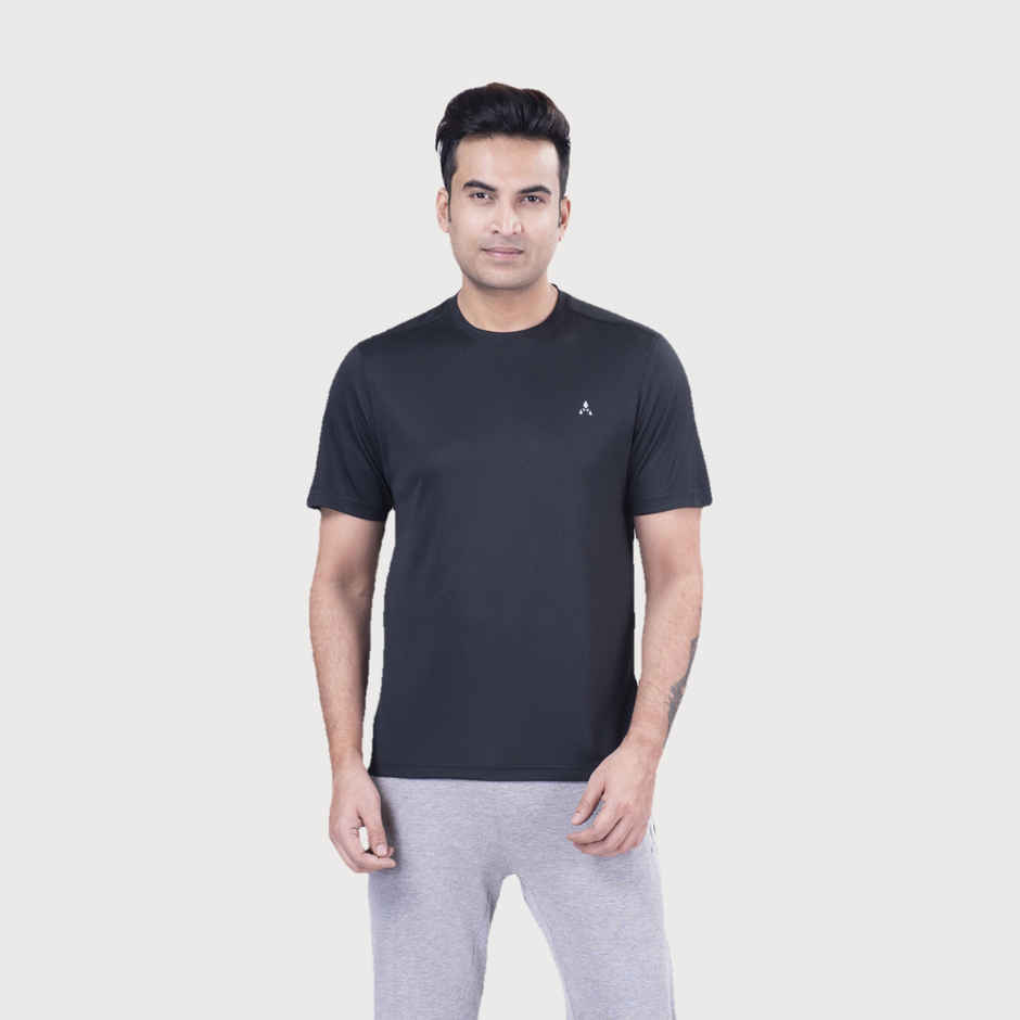 Actimaxx Men's Solid Round Neck Chest Logo Dri-Fit T-shirt | Colour May Vary - L