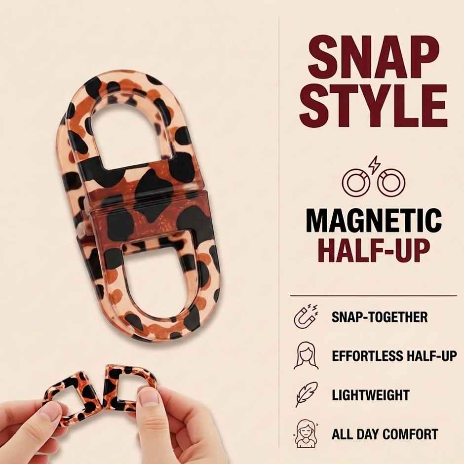 Gleva Magnetic Hair Clip No Crease Styling for Women | Strong Hold Grip | Brown