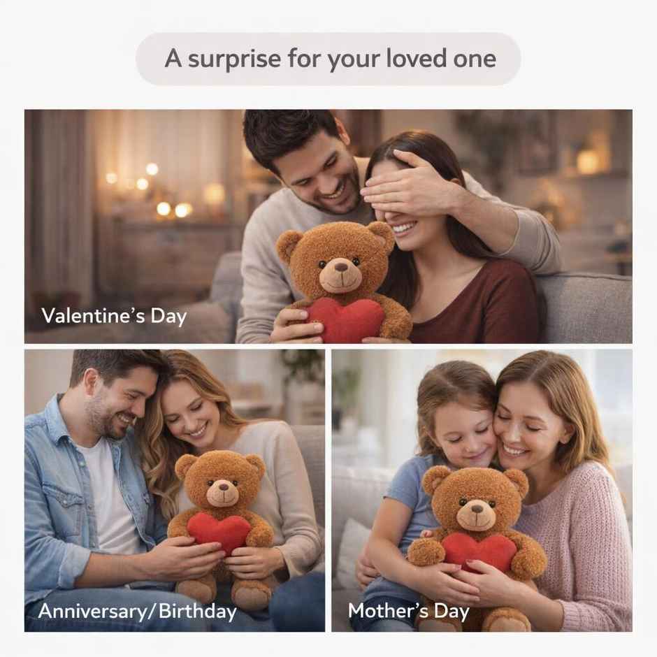 Hamleys Teddy Bear with Heart with I Love You Quote Soft Plush Toy | Brown - 30 cm