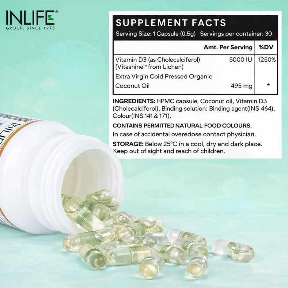 Inlife Natural Plant Based Vitamin D3 5000IU