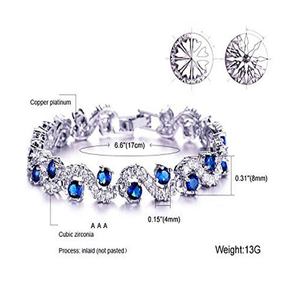 Shining Diva Fashion Royal Blue Crystal Cz Silver Plated Bracelet for Girls and Women | 9576b